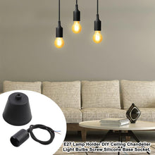 Load image into Gallery viewer, E27 Lamp Holder DIY Ceiling Chandelier Light Bulbs Screw Silicone Base Socket, Cable Length: 1m, E27 Black