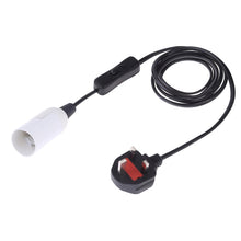 Load image into Gallery viewer, E14 Wire Cap Switch Lamp Holder Chandelier Power Socket with 1.8m Extension Cable, Big UK Plug, Big UK Plug, 1.8m