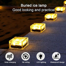 Load image into Gallery viewer, Solar Powered Square Tempered Glass Outdoor LED Buried Light Garden Decoration Lamp IP55 Waterproof，Size: 10 x 10 x 5.2cm, 10 x 10 x 5.2cm