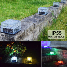 Load image into Gallery viewer, Solar Powered Square Tempered Glass Outdoor LED Buried Light Garden Decoration Lamp IP55 Waterproof，Size: 10 x 10 x 5.2cm, 10 x 10 x 5.2cm