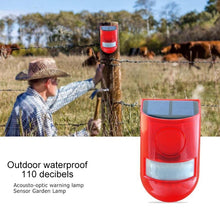 Load image into Gallery viewer, Solar Powered Sound-light Alarm Warning Light IP65 Waterproof 110 dB Burglar Alarm