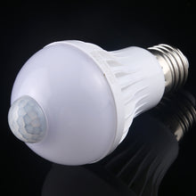 Load image into Gallery viewer, E27 5W 12 LEDs SMD 5730 300LM Infrared Motion Sensor LED Light Bulb, Sensor Distance: 4-6m, AC 220V, E27 5W White Light, E27 5W Warm White
