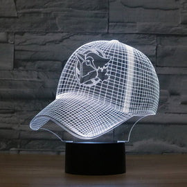 Baseball Cap Shape 3D Colorful LED Vision Light Table Lamp, 16 Colors Remote Control Version, 16 Colors Remote Control Version