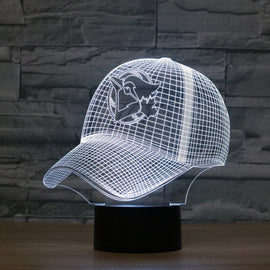 Baseball Cap Shape 3D Colorful LED Vision Light Table Lamp, 16 Colors Remote Control Version, 16 Colors Remote Control Version
