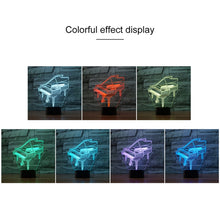 Load image into Gallery viewer, Piano Shape 3D Colorful LED Vision Light Table Lamp, 16 Colors Remote Control Version, 16 Colors Remote Control Version