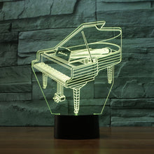 Load image into Gallery viewer, Piano Shape 3D Colorful LED Vision Light Table Lamp, USB &amp; Battery Version, USB &amp; Battery Version