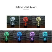 Load image into Gallery viewer, Basketball Black Base Creative 3D LED Decorative Night Light, Powered by USB and Battery, Powered by USB and Battery