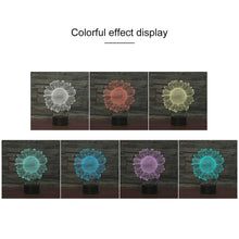 Load image into Gallery viewer, Sunflower Black Base Creative 3D LED Decorative Night Light, USB with Touch Button Version, USB with Touch Button Version