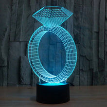 Load image into Gallery viewer, 7 Color Discoloration Creative Visual Stereo Lamp Desk Lamp Night Light, Diamond Ring Style