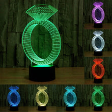 Load image into Gallery viewer, 7 Color Discoloration Creative Visual Stereo Lamp Desk Lamp Night Light, Diamond Ring Style