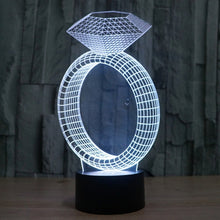 Load image into Gallery viewer, 7 Color Discoloration Creative Visual Stereo Lamp Desk Lamp Night Light, Diamond Ring Style