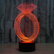 Load image into Gallery viewer, 7 Color Discoloration Creative Visual Stereo Lamp Desk Lamp Night Light, Diamond Ring Style