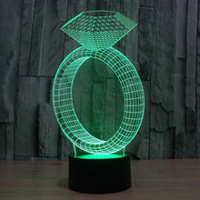Load image into Gallery viewer, 7 Color Discoloration Creative Visual Stereo Lamp Desk Lamp Night Light, Diamond Ring Style
