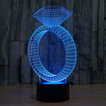 Load image into Gallery viewer, 7 Color Discoloration Creative Visual Stereo Lamp Desk Lamp Night Light, Diamond Ring Style