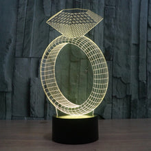 Load image into Gallery viewer, 7 Color Discoloration Creative Visual Stereo Lamp Desk Lamp Night Light, Diamond Ring Style