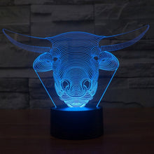 Load image into Gallery viewer, 7 Colour Discoloration Creative Visual Stereo Lamp Desk Lamp Night Light, Cow Style