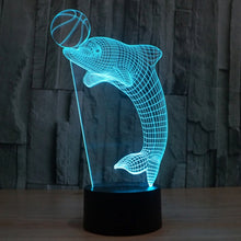 Load image into Gallery viewer, 7 Color Discoloration Creative Visual Stereo Lamp Desk Lamp Night Light, Dolphin Heading the Ball Style