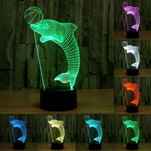 Load image into Gallery viewer, 7 Color Discoloration Creative Visual Stereo Lamp Desk Lamp Night Light, Dolphin Heading the Ball Style