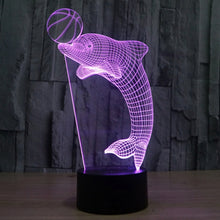 Load image into Gallery viewer, 7 Color Discoloration Creative Visual Stereo Lamp Desk Lamp Night Light, Dolphin Heading the Ball Style