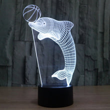 Load image into Gallery viewer, 7 Color Discoloration Creative Visual Stereo Lamp Desk Lamp Night Light, Dolphin Heading the Ball Style