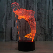 Load image into Gallery viewer, 7 Color Discoloration Creative Visual Stereo Lamp Desk Lamp Night Light, Dolphin Heading the Ball Style
