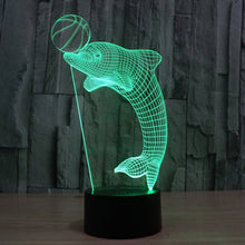 Load image into Gallery viewer, 7 Color Discoloration Creative Visual Stereo Lamp Desk Lamp Night Light, Dolphin Heading the Ball Style