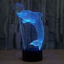 Load image into Gallery viewer, 7 Color Discoloration Creative Visual Stereo Lamp Desk Lamp Night Light, Dolphin Heading the Ball Style