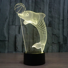 Load image into Gallery viewer, 7 Color Discoloration Creative Visual Stereo Lamp Desk Lamp Night Light, Dolphin Heading the Ball Style
