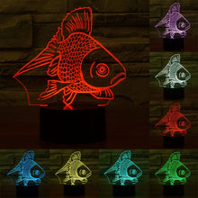 Load image into Gallery viewer, 7 Color Discoloration Creative Visual Stereo Lamp Desk Lamp Night Light, Goldfish Style