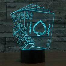 Load image into Gallery viewer, 7 Color Discoloration Creative Visual Stereo Lamp Desk Lamp Night Light, Poker Style
