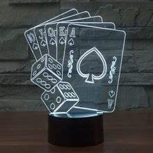 Load image into Gallery viewer, 7 Color Discoloration Creative Visual Stereo Lamp Desk Lamp Night Light, Poker Style