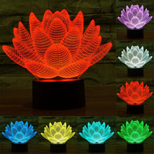 Load image into Gallery viewer, 7 Color Discoloration Creative Visual Stereo Lamp Desk Lamp Night Light, Lotus Style