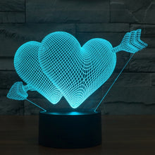 Load image into Gallery viewer, 7 Colour Discoloration Creative Visual Stereo Lamp Desk Lamp Night Light, Arrow Through Heart Style