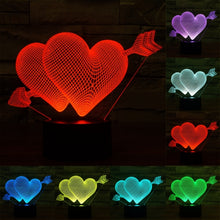 Load image into Gallery viewer, 7 Colour Discoloration Creative Visual Stereo Lamp Desk Lamp Night Light, Arrow Through Heart Style