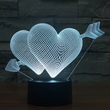 Load image into Gallery viewer, 7 Colour Discoloration Creative Visual Stereo Lamp Desk Lamp Night Light, Arrow Through Heart Style