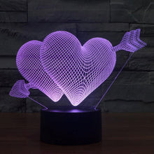 Load image into Gallery viewer, 7 Colour Discoloration Creative Visual Stereo Lamp Desk Lamp Night Light, Arrow Through Heart Style