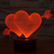 Load image into Gallery viewer, 7 Colour Discoloration Creative Visual Stereo Lamp Desk Lamp Night Light, Arrow Through Heart Style