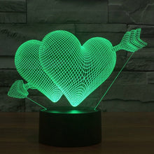 Load image into Gallery viewer, 7 Colour Discoloration Creative Visual Stereo Lamp Desk Lamp Night Light, Arrow Through Heart Style