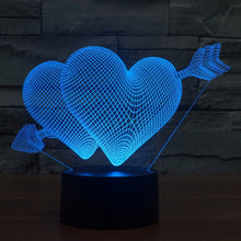Load image into Gallery viewer, 7 Colour Discoloration Creative Visual Stereo Lamp Desk Lamp Night Light, Arrow Through Heart Style