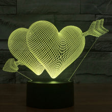 Load image into Gallery viewer, 7 Colour Discoloration Creative Visual Stereo Lamp Desk Lamp Night Light, Arrow Through Heart Style