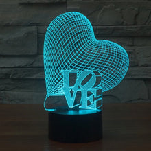 Load image into Gallery viewer, 7 Colour Discoloration Creative Visual Stereo Lamp Desk Lamp Night Light, Heart and LOVE Style