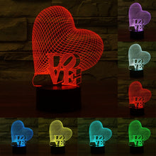 Load image into Gallery viewer, 7 Colour Discoloration Creative Visual Stereo Lamp Desk Lamp Night Light, Heart and LOVE Style