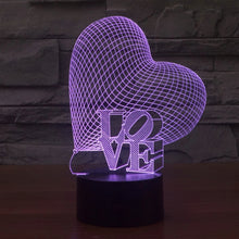 Load image into Gallery viewer, 7 Colour Discoloration Creative Visual Stereo Lamp Desk Lamp Night Light, Heart and LOVE Style