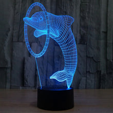 Load image into Gallery viewer, 7 Colour Discoloration Creative Visual Stereo Lamp Desk Lamp Night Light, Dolphin Style