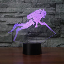 Load image into Gallery viewer, Diving Black Base Creative 3D LED Decorative Night Light, Powered by USB and Battery, Powered by USB and Battery