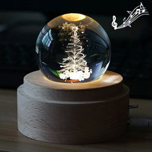 Load image into Gallery viewer, 3D Word Engraving Crystal Ball Music Box Electronic Swivel Musical Birthday Gift Home Decor with Music