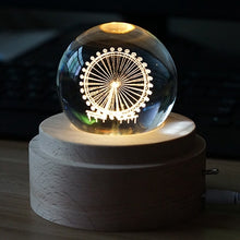 Load image into Gallery viewer, 3D Word Engraving Crystal Ball Music Box Electronic Swivel Musical Birthday Gift Home Decor with Music, With Music
