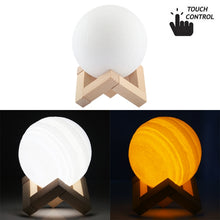 Load image into Gallery viewer, USB Charging 2-Color Changing Energy-saving LED Night Light with Wooden Holder Base, Touch Control 2-Color(10cm)