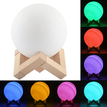 Load image into Gallery viewer, USB Charging 7-Color Changing Energy-saving LED Night Light with Wooden Holder Base, Patted 7-Color(10cm)