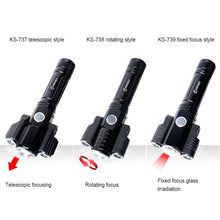 Load image into Gallery viewer, KS-738 USB Charging Waterproof T6+XPE Zoomable LED Flashlight with 4-Modes, KS-738